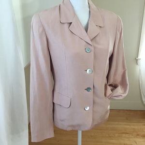 Blush pink 100% silk blazer